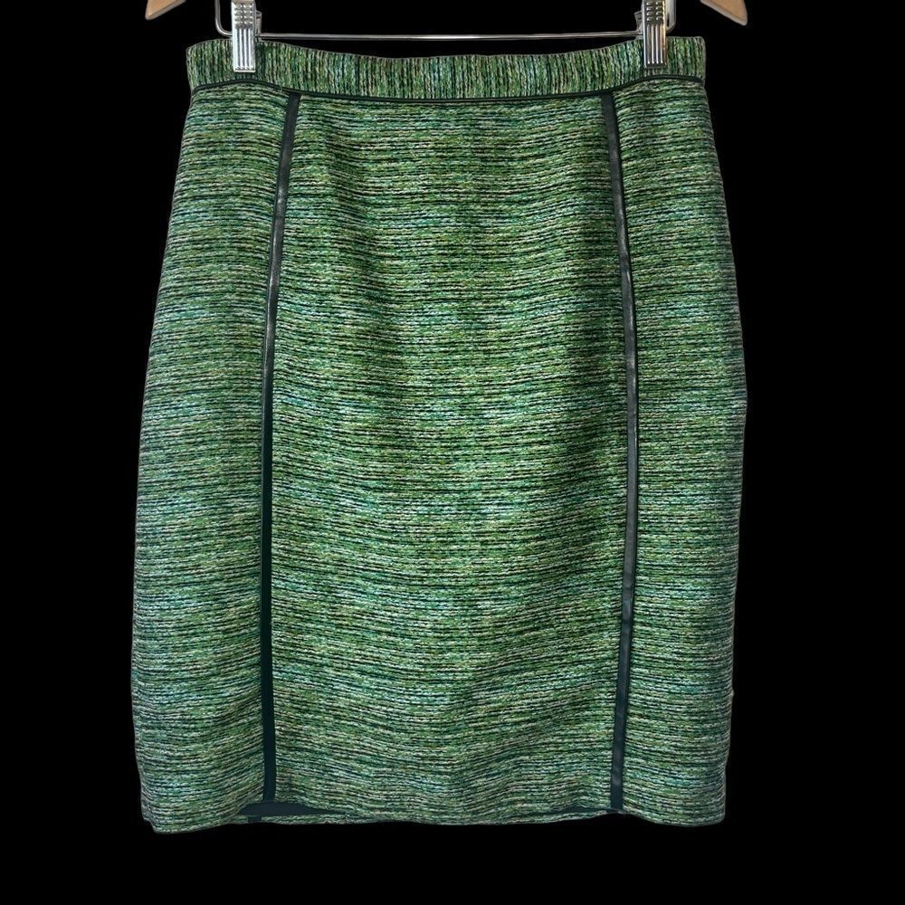 Antonio Melani Black/Green Heathered Back Slit Pencil Skirt Sz 8